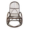 Rocking-chair en bambou rotin 1970 vintage