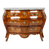 Domed chest of drawers in green marble brass marquetry from Germany