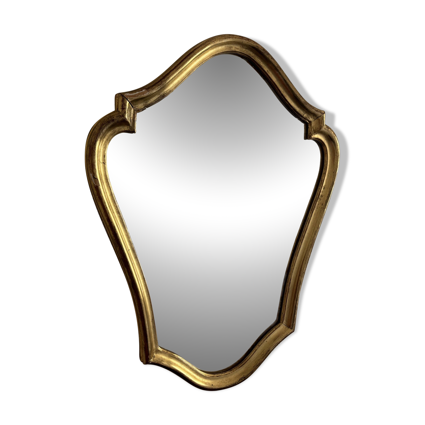 Vintage mirror 1960s Belgian rocaille style gilded wood - 61 x 49 cm