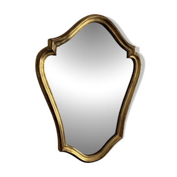 Miroir vintage 1960 style rocaille belge bois doré - 61 x 49 cm