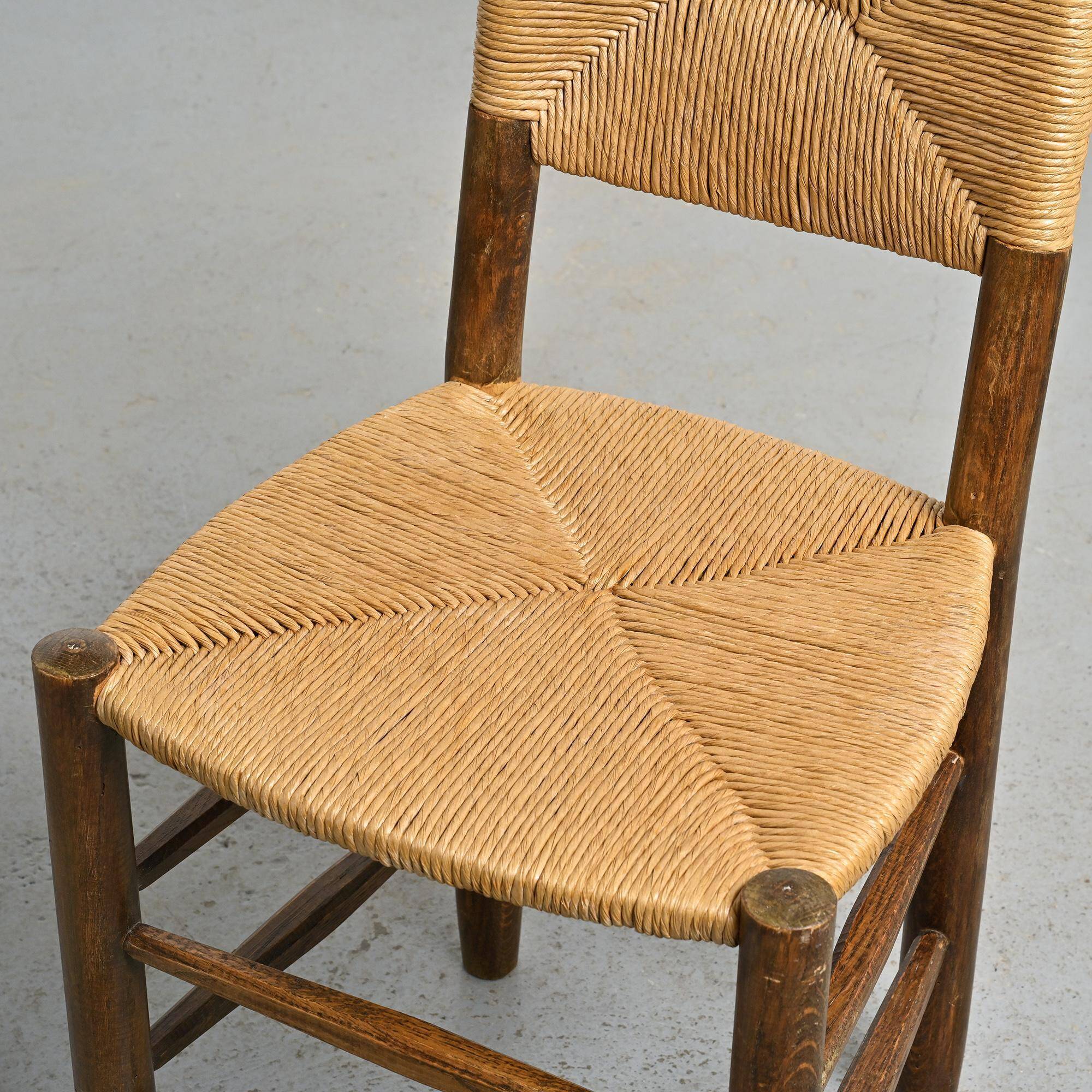 Ensemble chaise et tabouret Bauche, Charlotte Perriand pour Maison Sentou, circa 1950