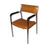 Chair with armrests of 1970/80, chrome & orange leatherette