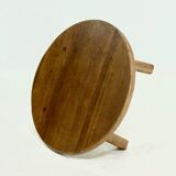 Rustic Solid Oak Round Coffee Table 1970s