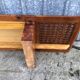 Vintage Yew Wood Bench with 3 Cushions