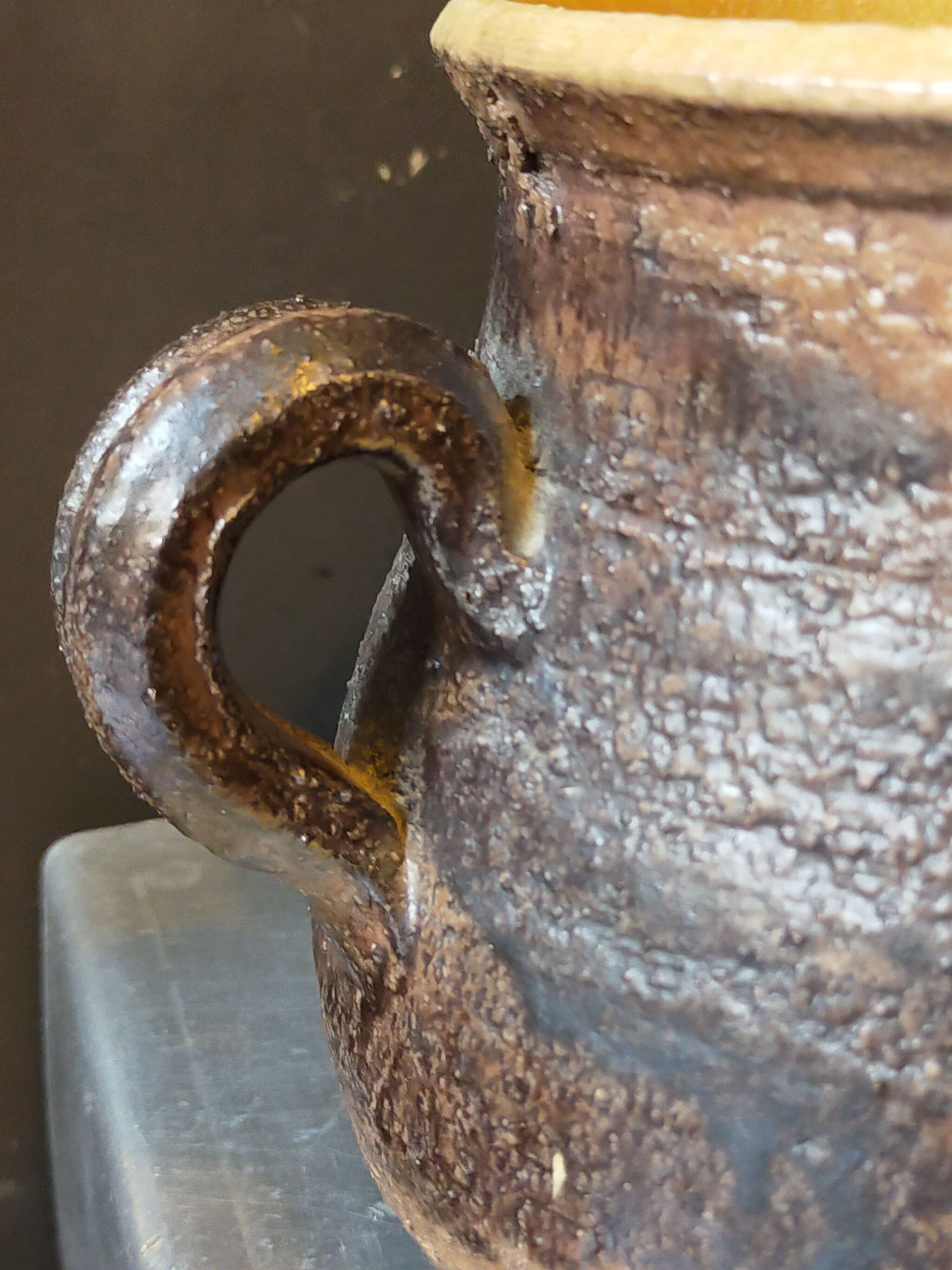 Ceramic covered pot by Jean Marais signed, Vallauris 80s