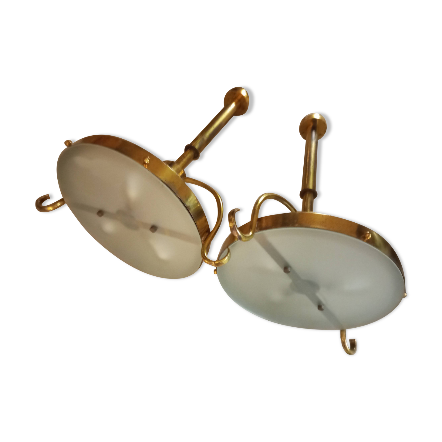 2 gold metal chandeliers