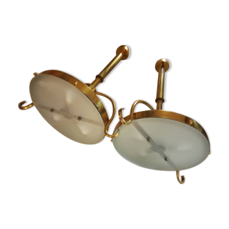 2 gold metal chandeliers