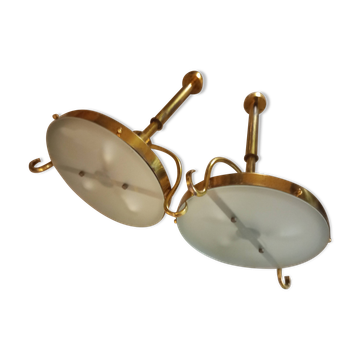 2 gold metal chandeliers