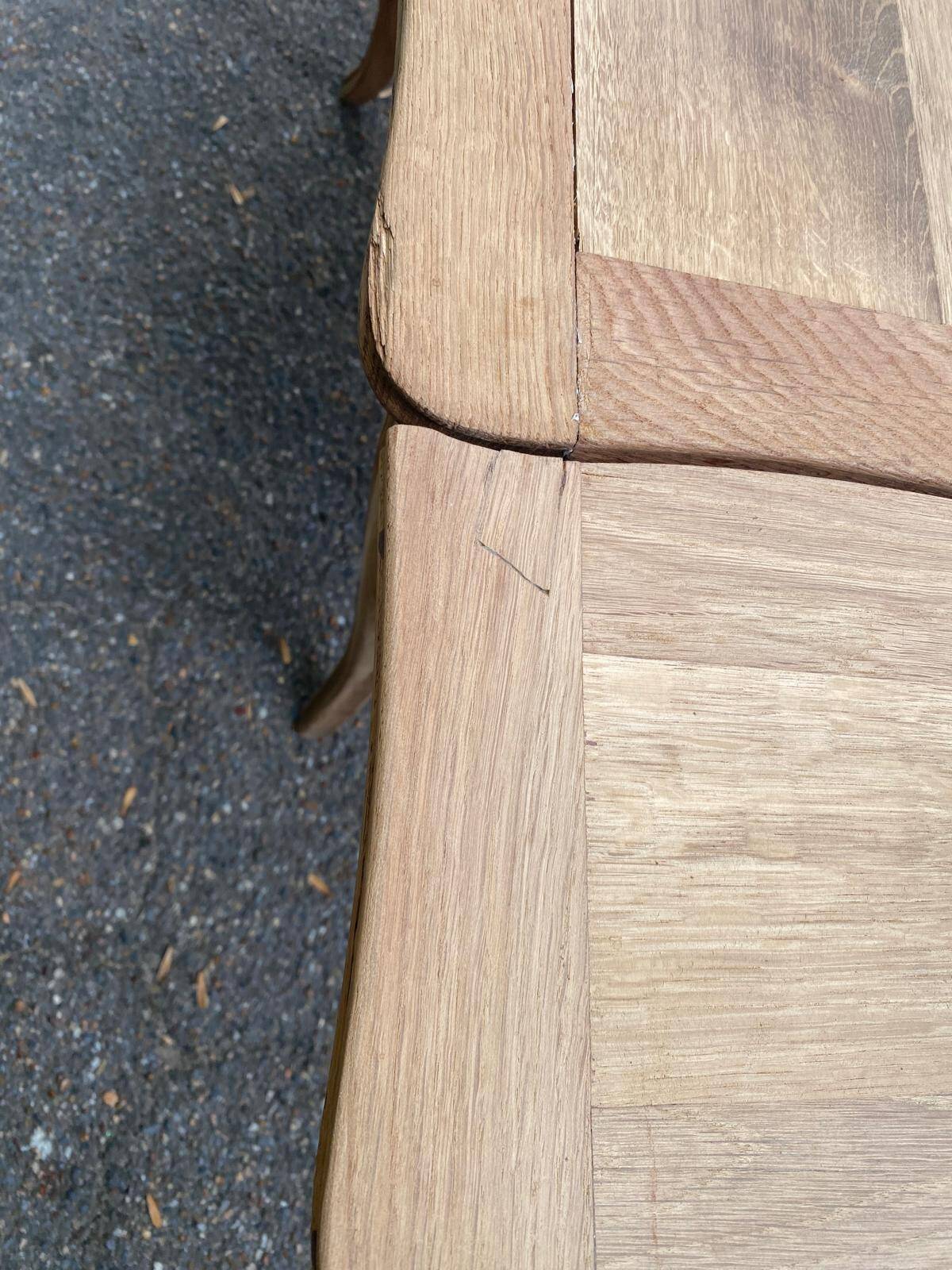 Small dining table, extendable Louis XV kitchen table, stripped oak.