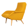Mid Century French Armchair made of beech and yellow boucle
