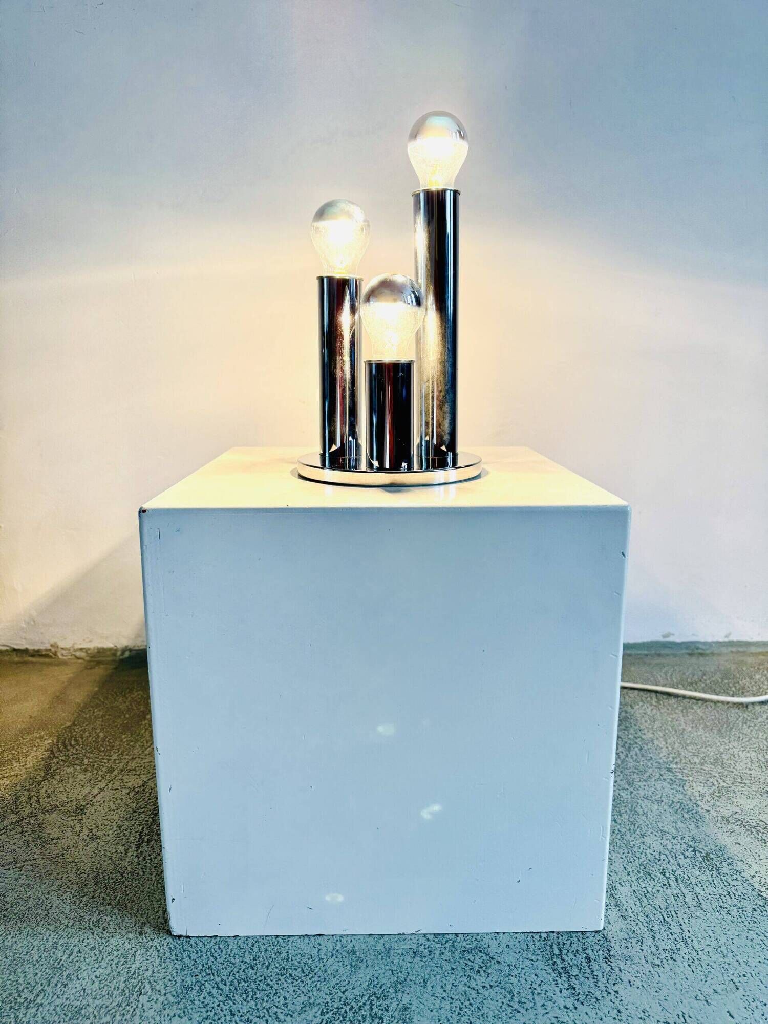 Model V3300/03 Tubular Chromed Table Lamp By Hustadt Leuchten, Germany 1970S