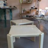 Set of 70's lacquered and gilded brass coffee tables