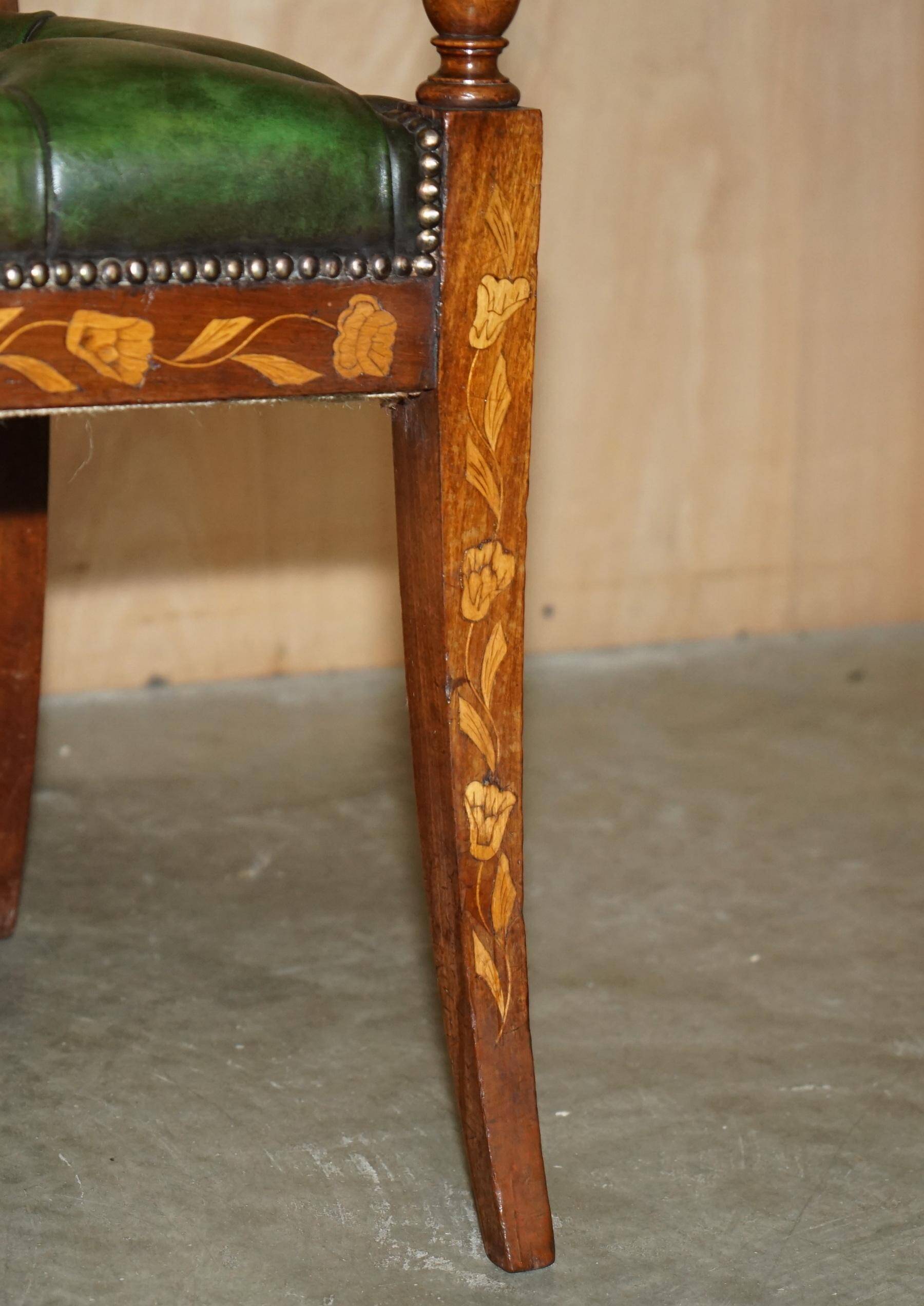 Chesterfield leather office chair with Dutch marquetry