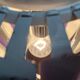 Lampe suspension métal et prisme modèle blanc milieu du siècle par Werner Schou pour Coronell Elektro, Danemark, années 1960
