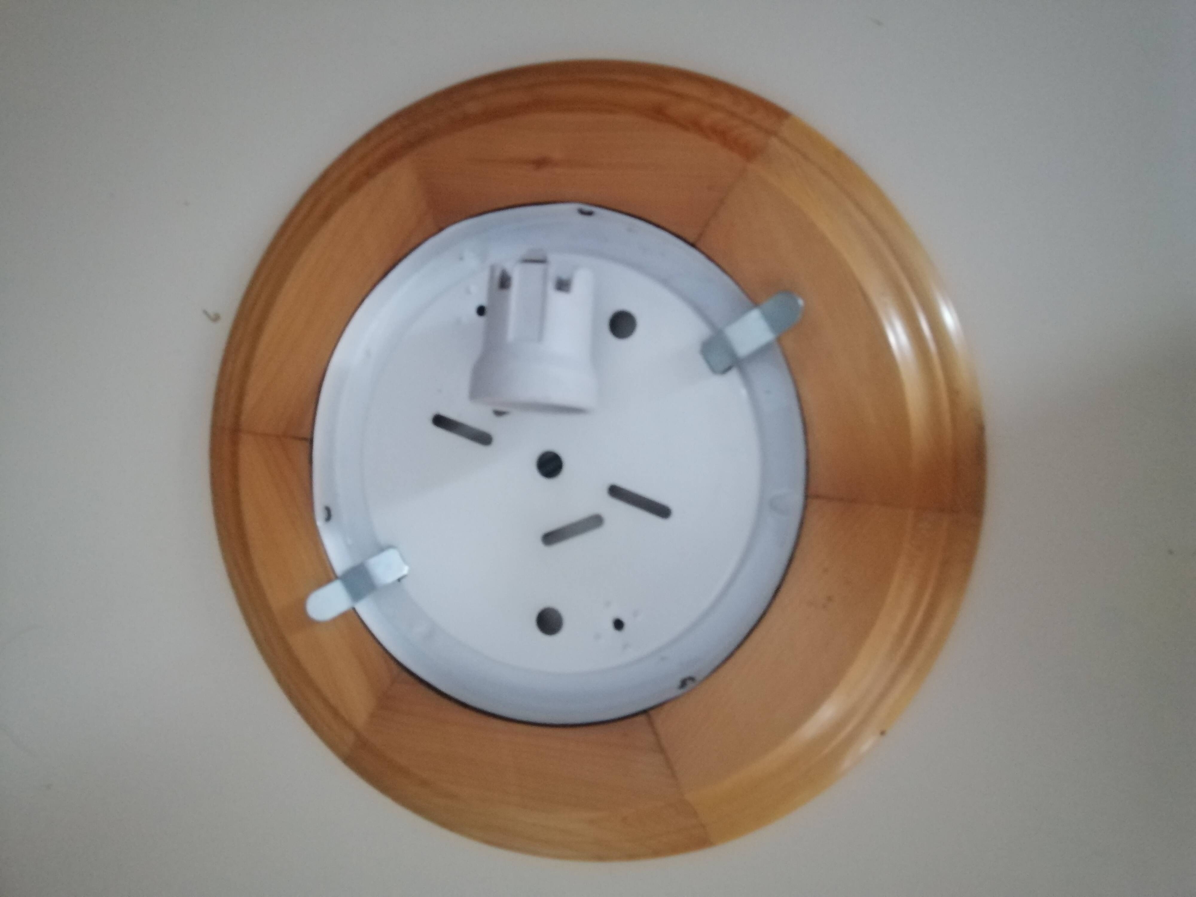 Plafonnier applique en bois et opaline