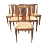 Series of 6 rococo chairs, mulched in solid walnut period 1930.