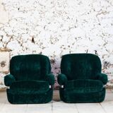 Fauteuil en velours vert "spage age" par Beka, 1970