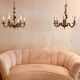 1940s Danish Banana Shaped Scalloped Sofa in Blush Pink