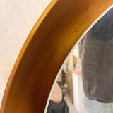 Miroir rond en bois doré, Italie 1960