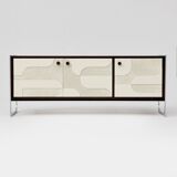 Vintage sideboard with handmade relief surface, metal, Germany, 1960s
