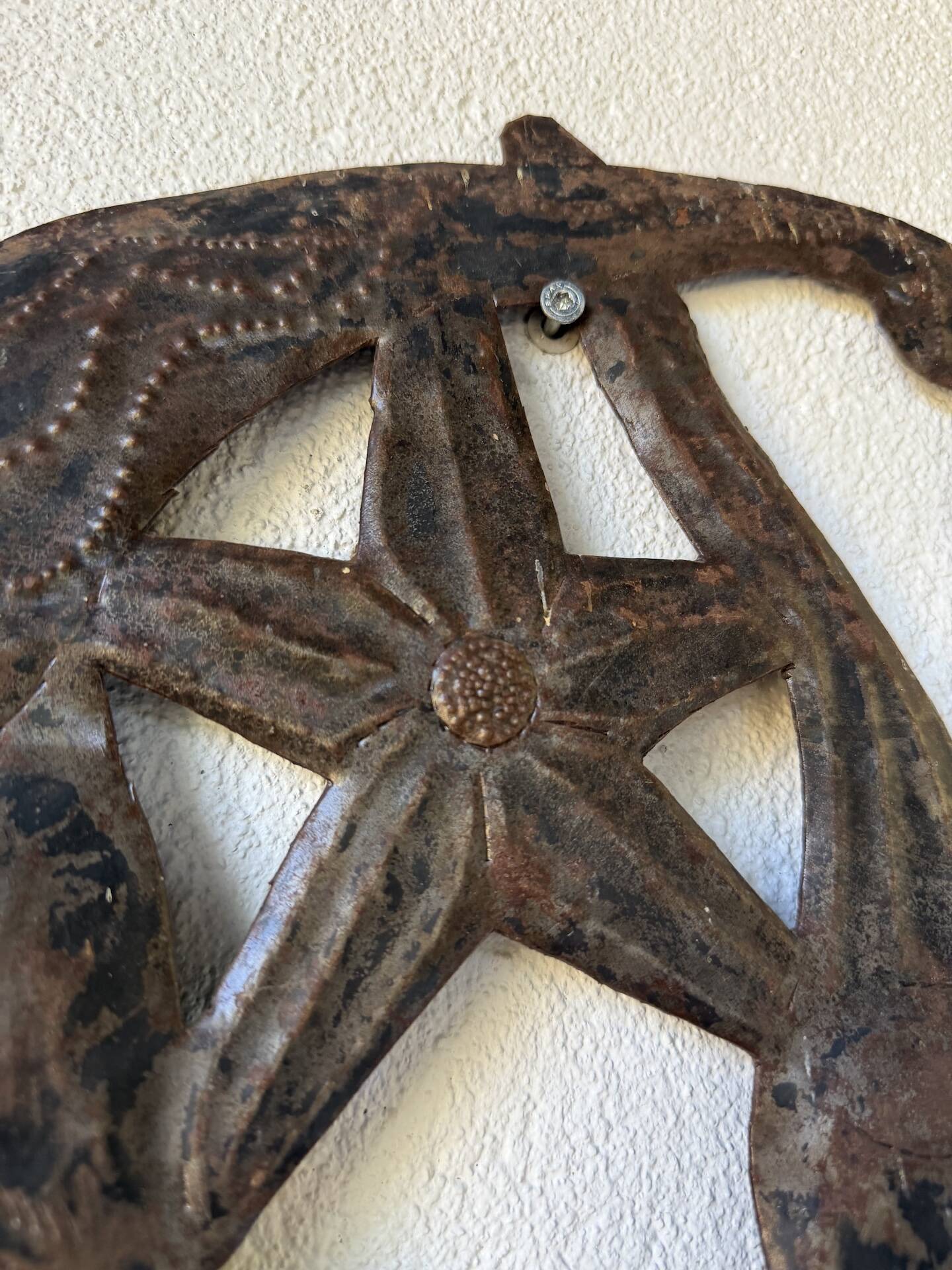 Brutalist metal wall sculpture "sun-moon"