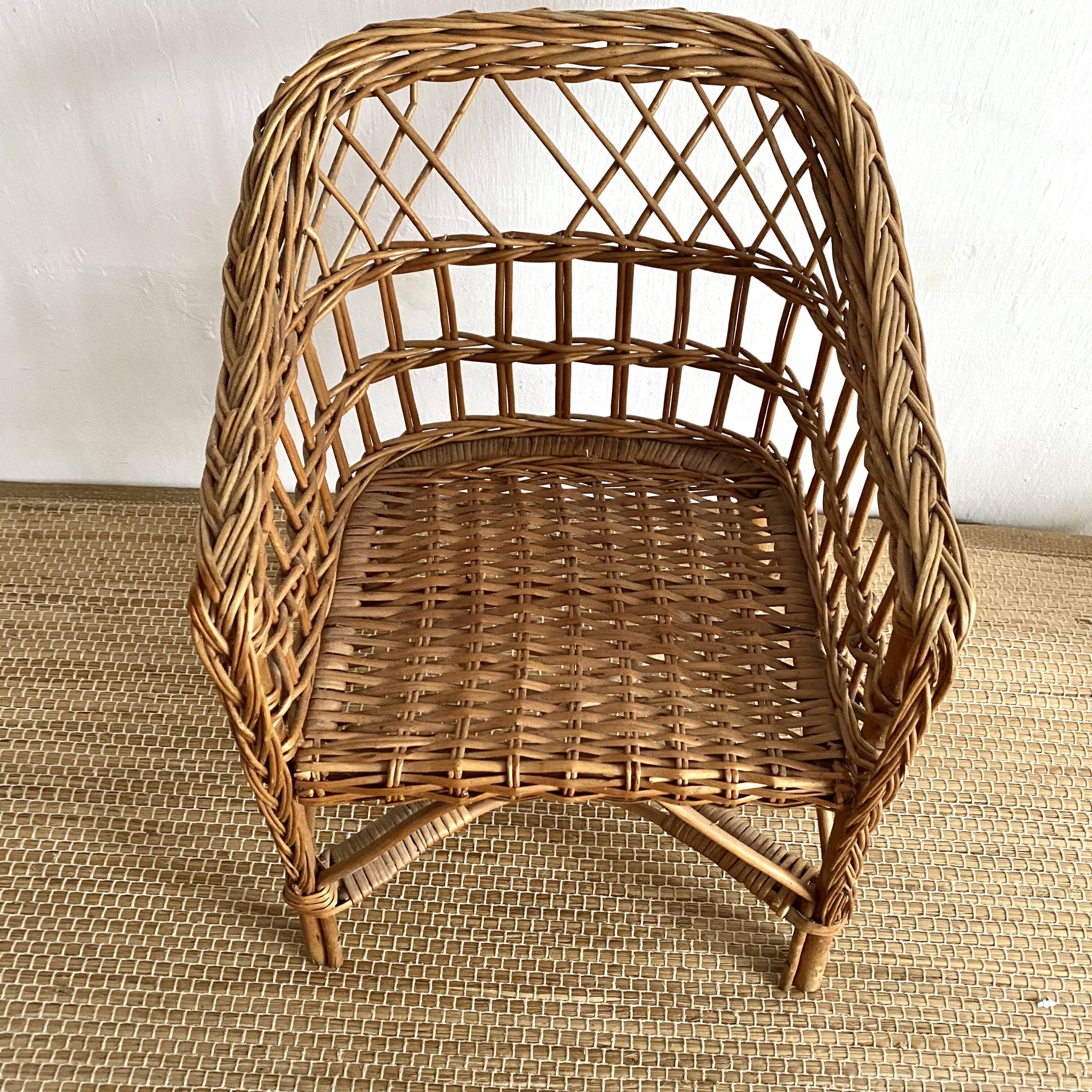 Children's rattan armchair from the 60s and 70s