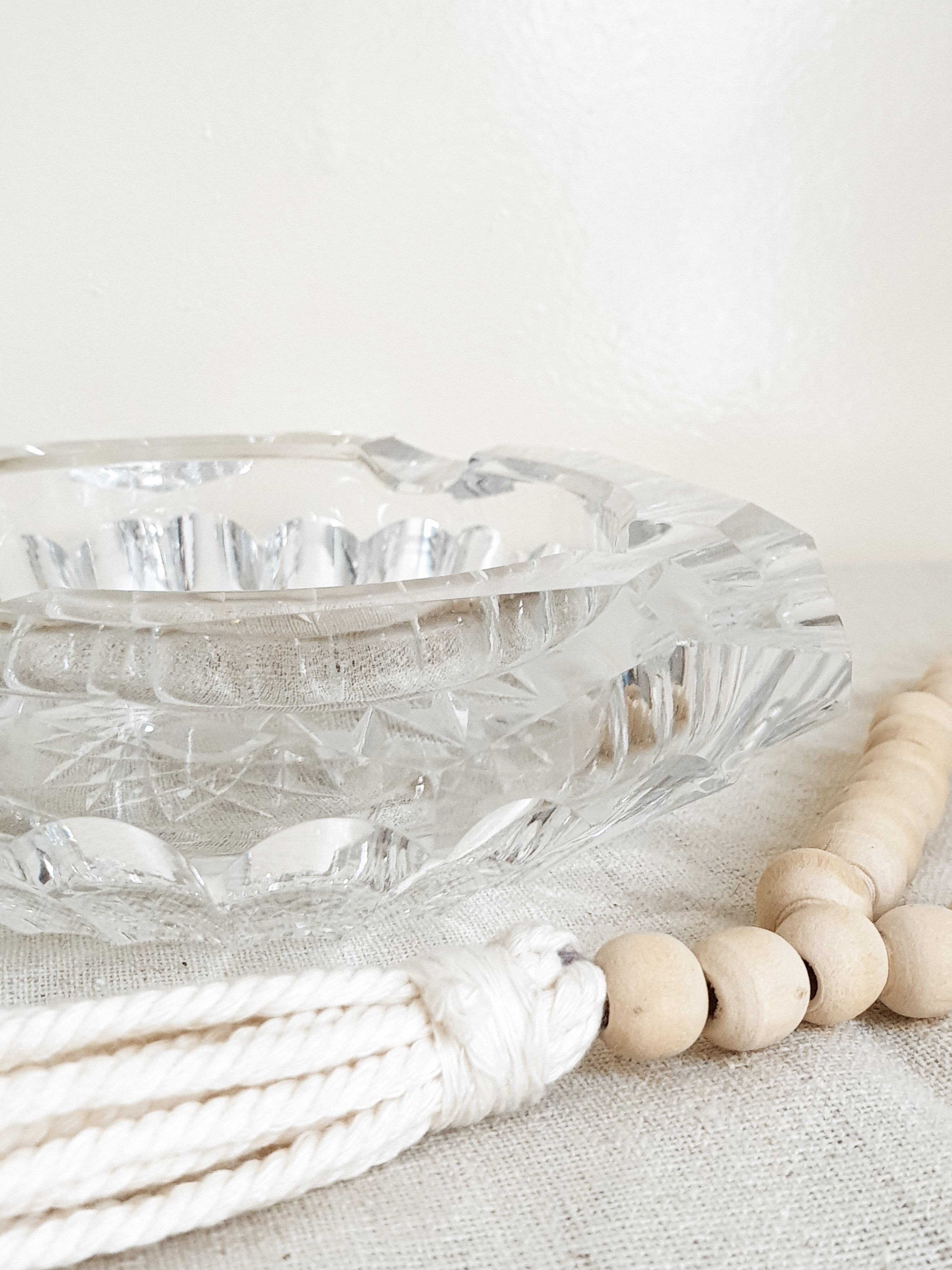 Chiseled glass ashtray