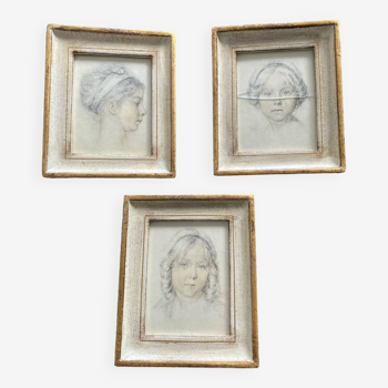 Set of 3 small Italian wooden frames