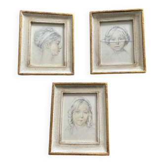 Set of 3 small Italian wooden frames