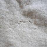 Vintage ecru natural wool round rug