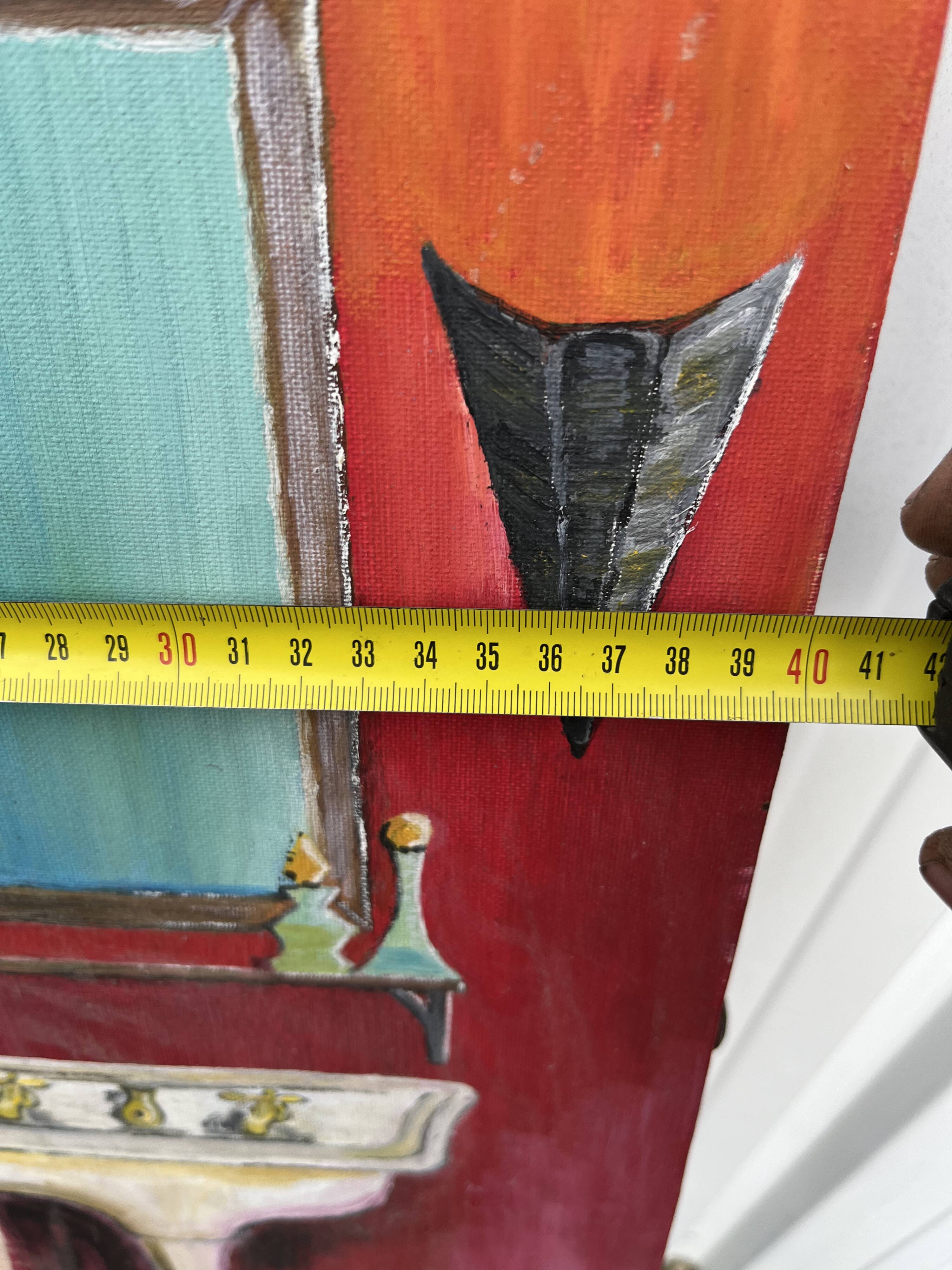 Painting Woman in the Bathroom - Signed Danon, Art Deco Style