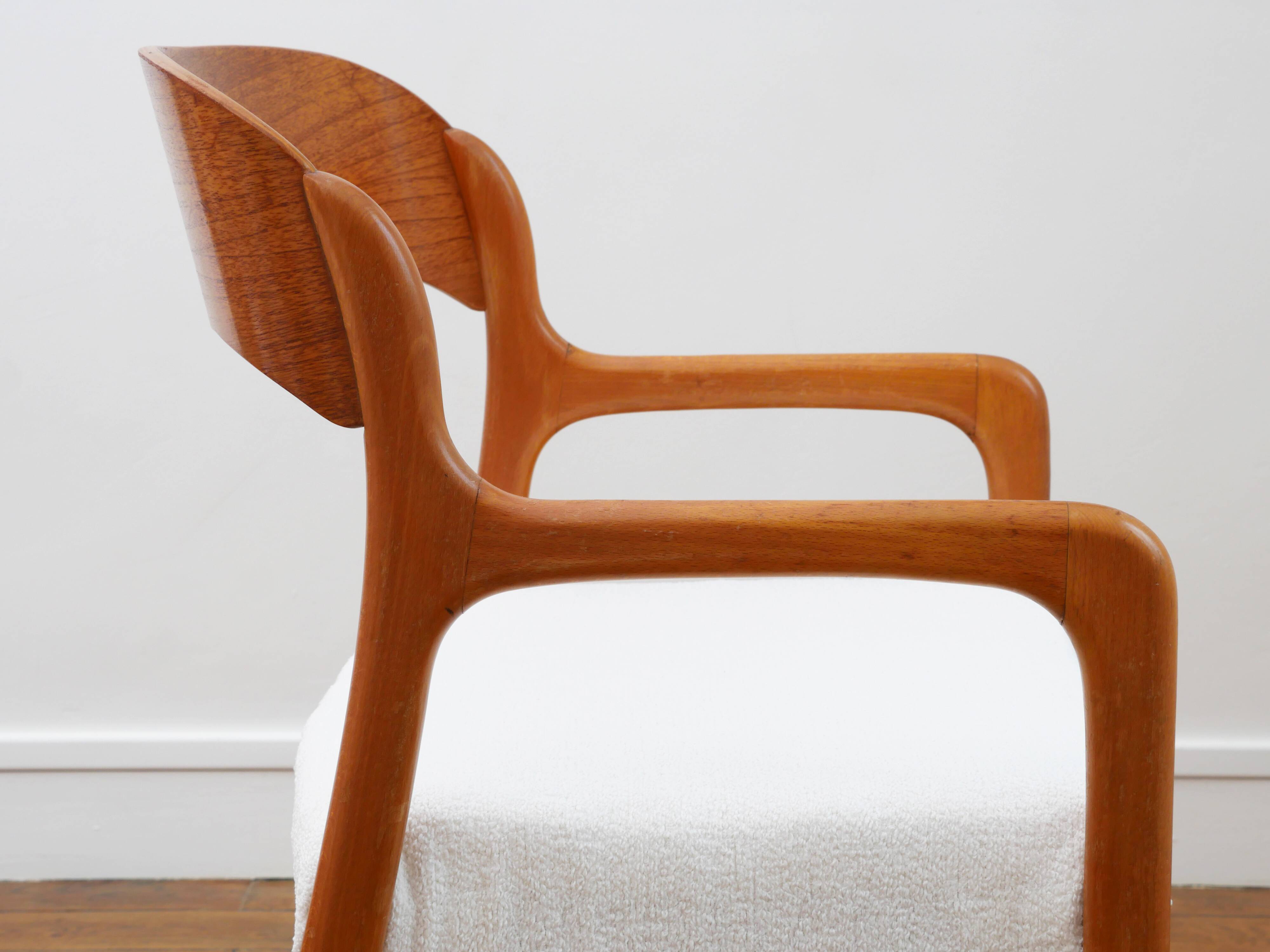 Baumann Sleigh Armchair - Restored - Fabric, foam & straps: new