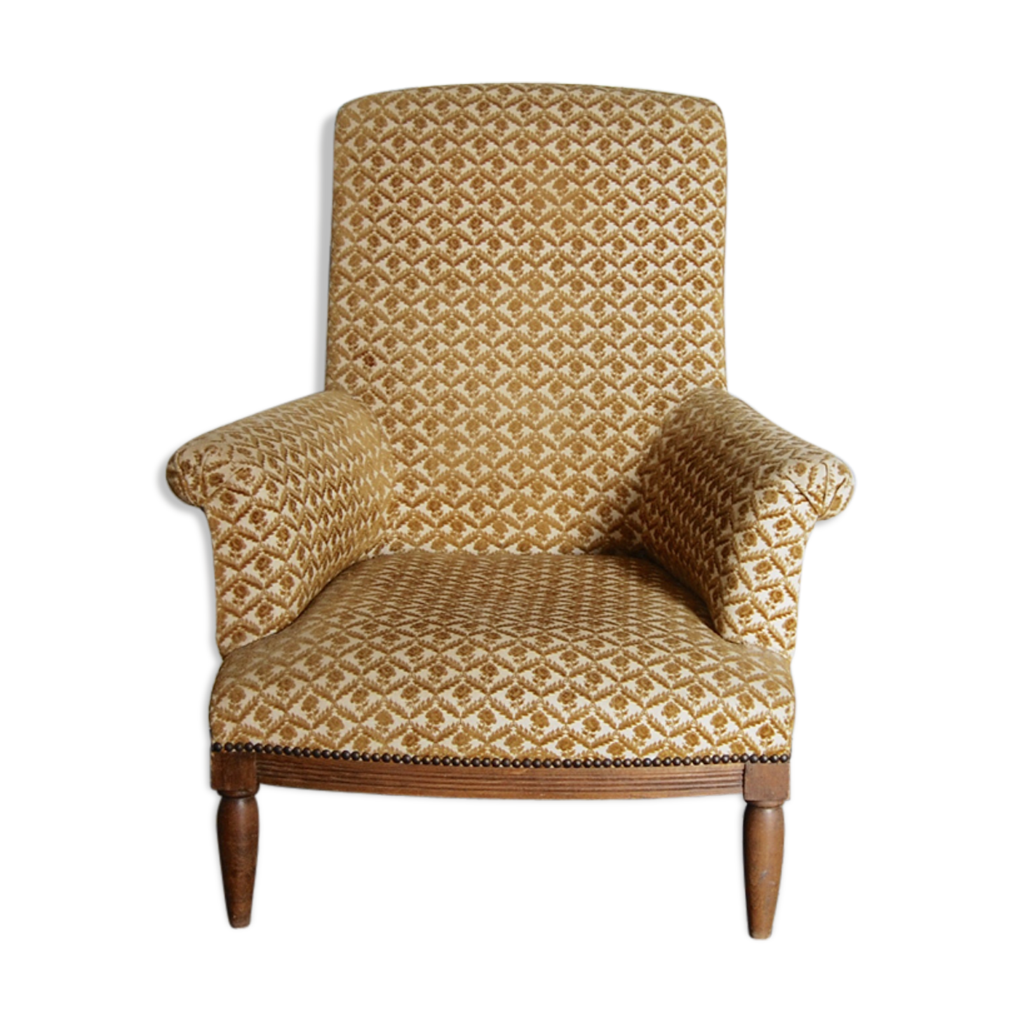Armchair studded velvet damask vintage English