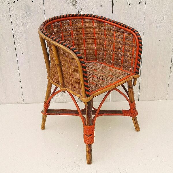 50's vintage rattan doll chair | Selency