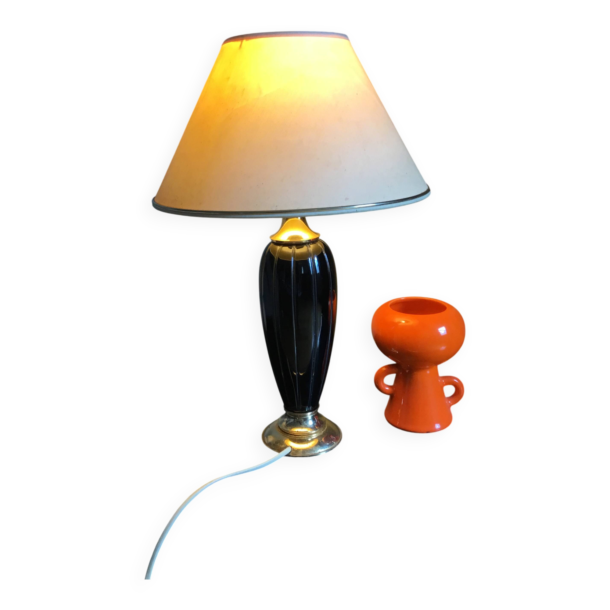 Vintage gold and black ceramic lamp