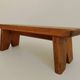 Tabouret petit banc brutaliste années 60 en chêne massif