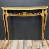 Console vintage en onyx et métal doré