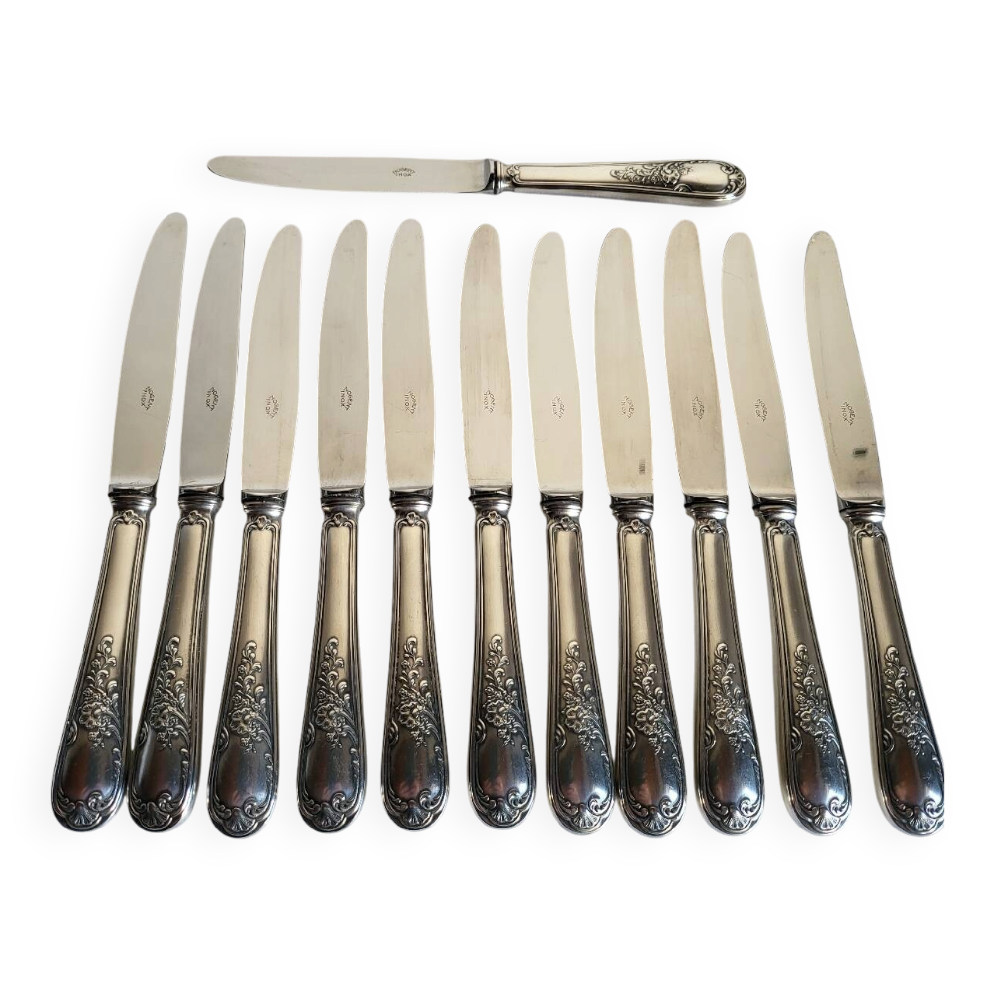 12 Silver-Plated Dessert Knives with Stainless Steel Blades Nogent