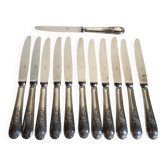 12 couteaux à entremets en métal argenté lame inox nogent