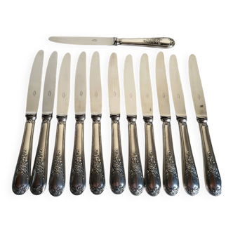 12 Silver-Plated Dessert Knives with Stainless Steel Blades Nogent