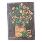 Oil on panel still life flowers