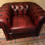 Chesterfield armchair burgundy leather