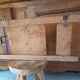 Vintage Art Deco wall coat rack in two-tone wood with engraved mirror.