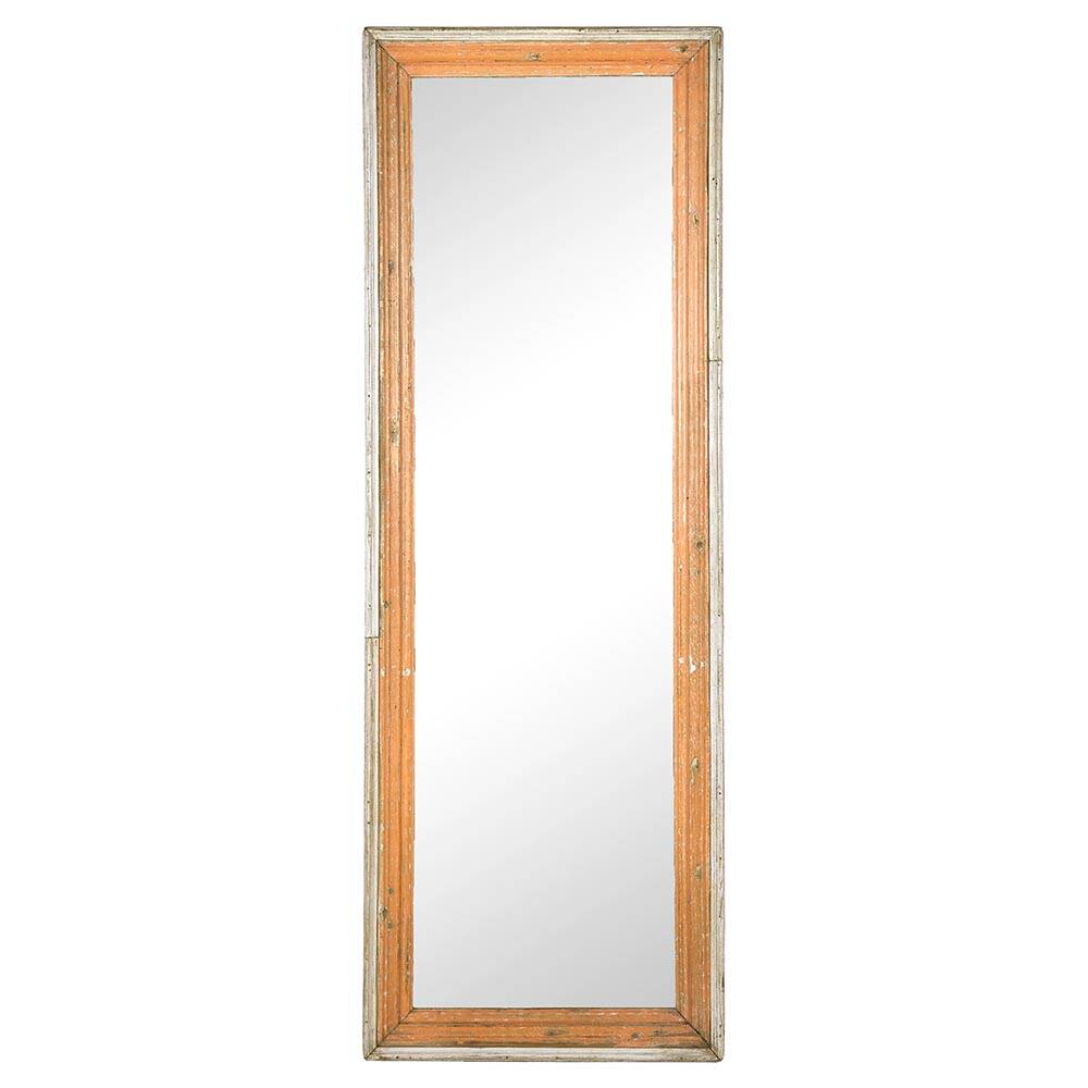 Large mirror in patinated solid wood (186 x 65 x 6cm)