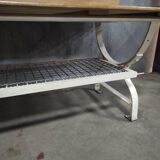 Vintage Baker's Table | Rustic Kitchen Island with Iron Base & Beech Top
