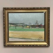 Original Swedish Oil on Panel – “Red Cottages” by Unknown Artist– Signed – Vintage & Framed – 48 × 40 cm (18.8" × 15.7")