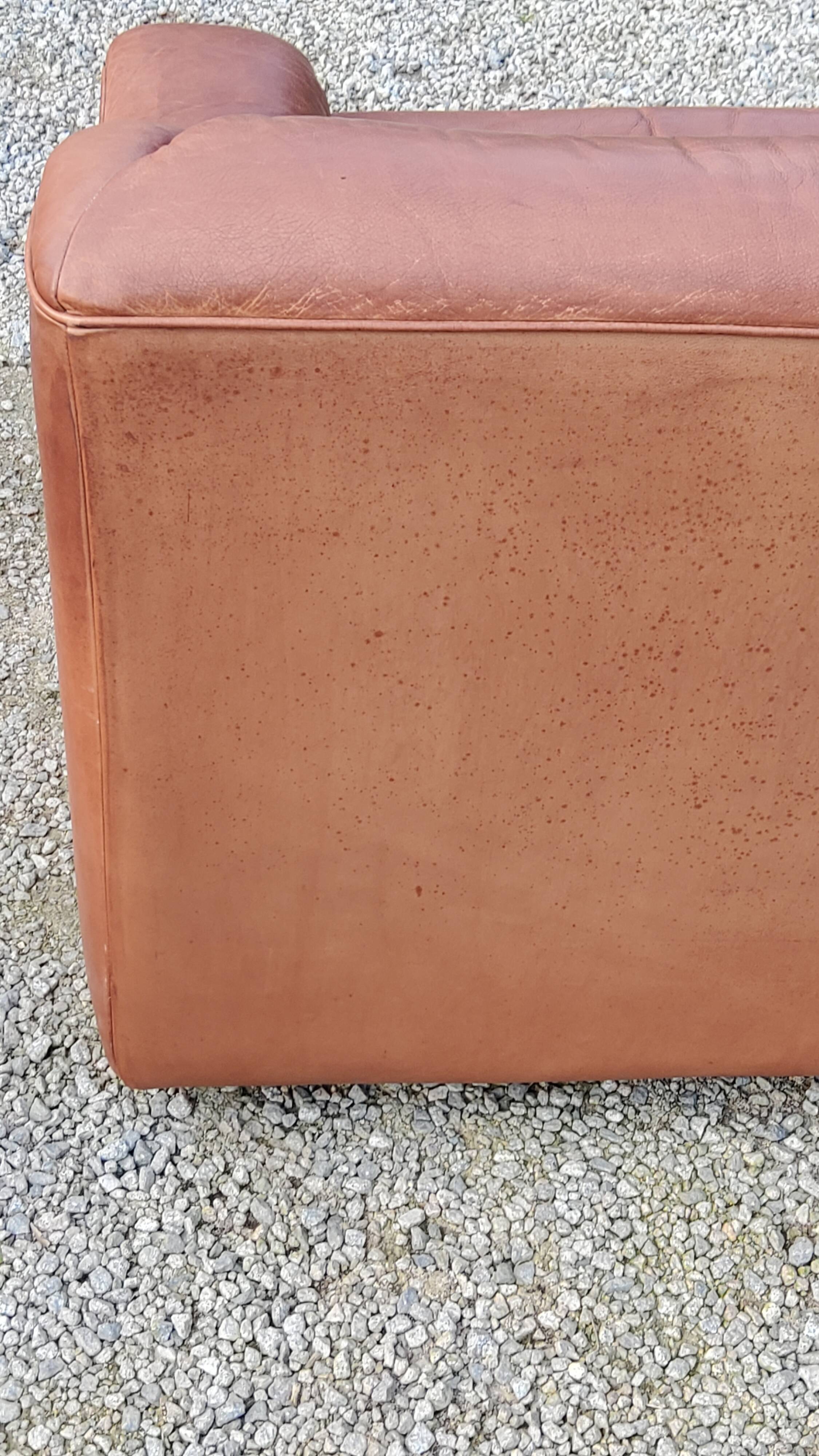 Pair of armchairs and De Sede sofa in cognac leather from the 70s/80s