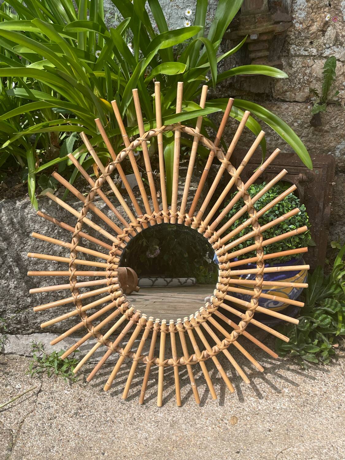 Rattan sun mirror 70'