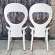 Paire chaises Baumann mouette blanches, vintage, années 70