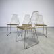 Set de 4 chaises design en cuir décoré à main et acier, années 1970